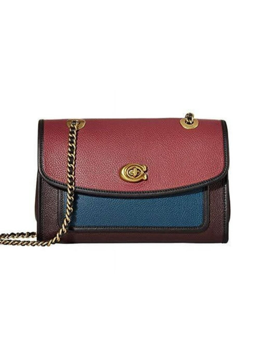 NWT COACH Peacock Colorblock Multi Parker Leather Shoulder Bag
